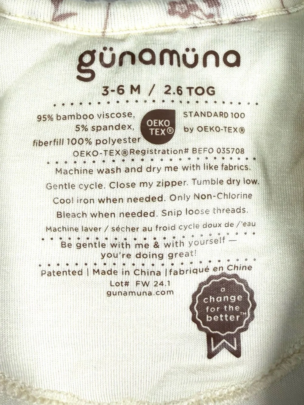 GUNAMUNA Girls Floral Bamboo Swaddle Sleep Sack 3-6M 2.6 TOG Cottagecore Prairie